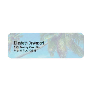 Tropical Coconut  Palm Trees Label