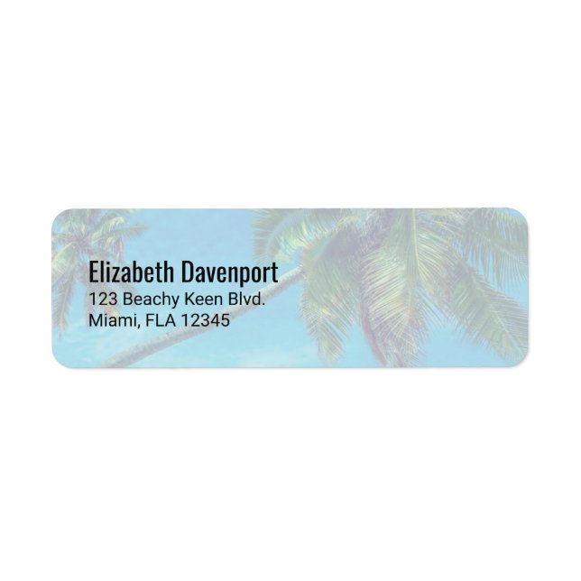 Tropical Coconut  Palm Trees Label (Front)