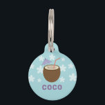 Tropical Coconut  Pet ID Tag<br><div class="desc">Whisk your furry friend away to an island paradise with this charming Tropical Coconut Pet ID Tag. The soothing light blue backdrop, scattered with whimsical white flowers, sets the scene for a refreshing coconut drink complete with a mini umbrella and straw, just like a cool beach vacation. Customize this piece...</div>
