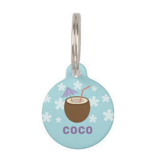 Tropical Coconut Pet ID Tag