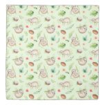 Tropical Coconut Sloth Pattern Duvet Cover