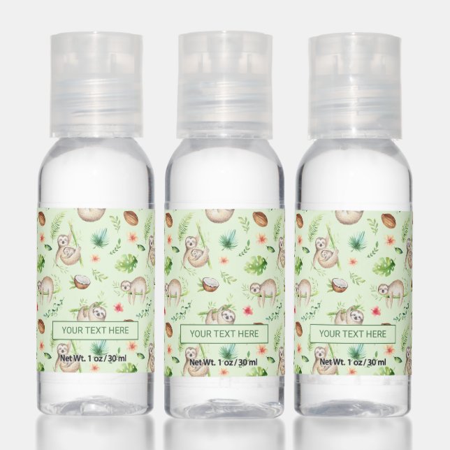 Tropical Coconut Sloth Pattern Hand Sanitizer (Set)