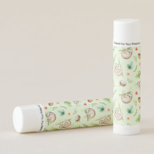 Tropical Coconut Sloth Pattern Lip Balm