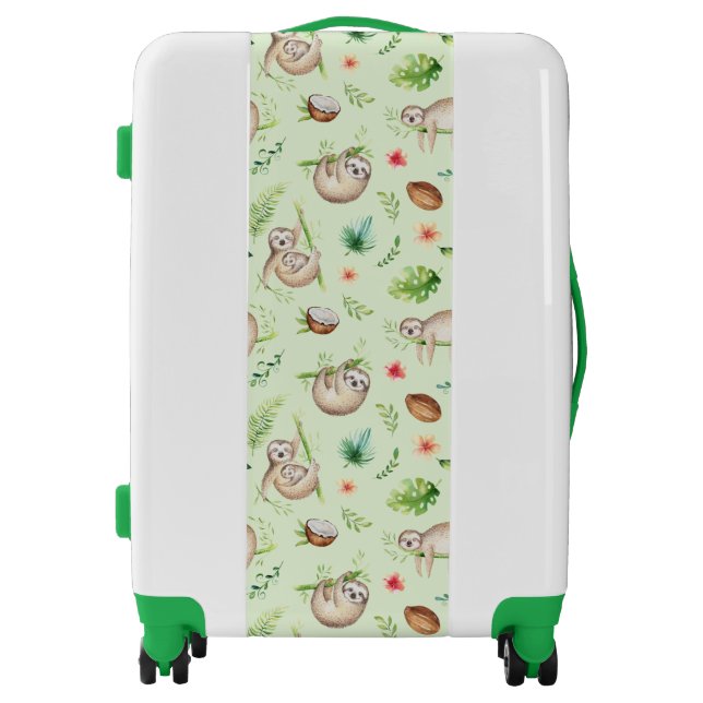 Tropical Coconut Sloth Pattern Luggage (Front)
