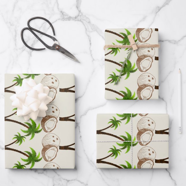 Tropical Coconut Tree Wrapping Paper (Front)