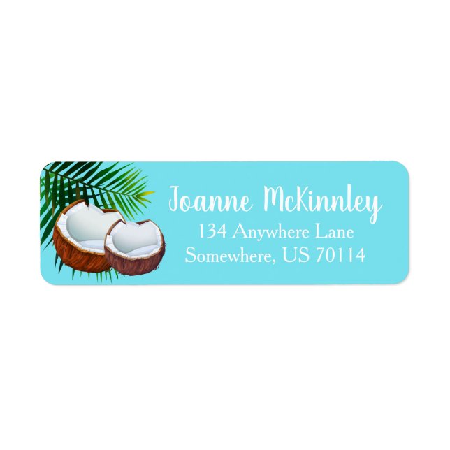 Tropical Coconuts & Palm Leaves Label (Front)