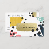Tropical Collage & Gold Metallic Look Business Card (Front/Back)