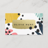 Tropical Collage & Gold Metallic Look Business Card (Front)