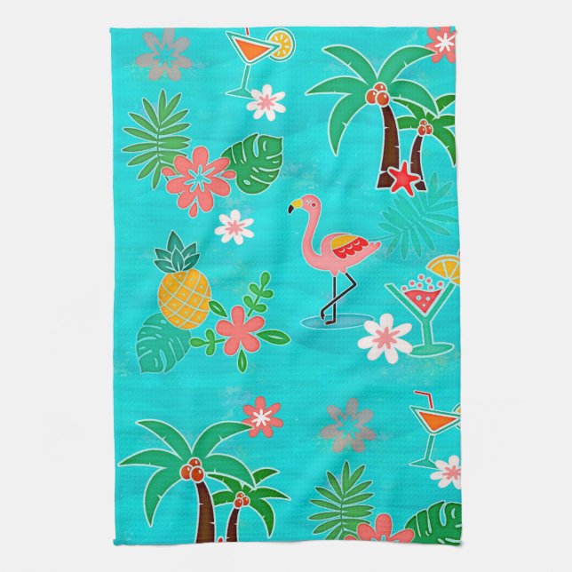 Tropical Collage Kitchen Towel (Vertical)