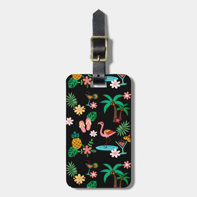 Tropical Collage 🍍🌴🦩 Luggage Tag (Front Vertical)