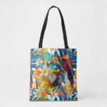 Tropical Collage Parrot Macaw Colorful Botanical Tote Bag at Zazzle