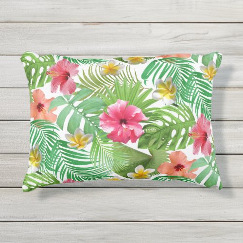 Tropical Collage Pattern Outdoor Accent Pillow