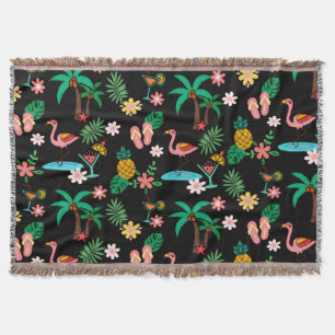 Tropical Collage 🍍🌴🦩 Throw Blanket