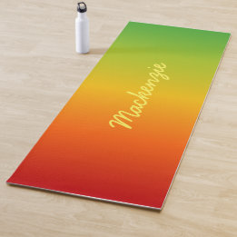 Tropical Color Gradient Red Yellow Green with Name Yoga Mat
