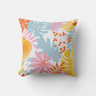Tropical Color Symphony Throw Pillow