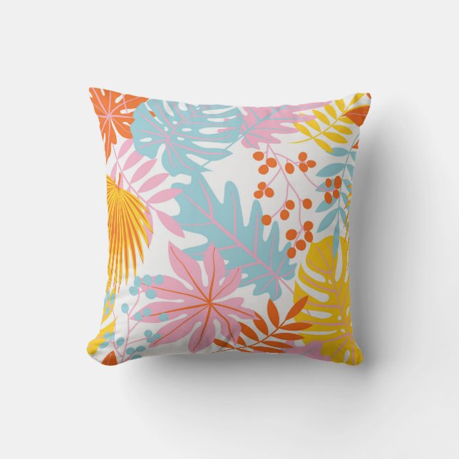 Tropical Color Symphony Throw Pillow (Front)