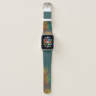 Tropical colored palm leaves. Rainbow neon leaves Apple Watch Band