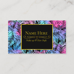 Tropical colored palms business card