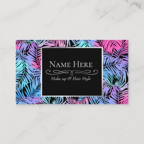 Tropical colored palms business card