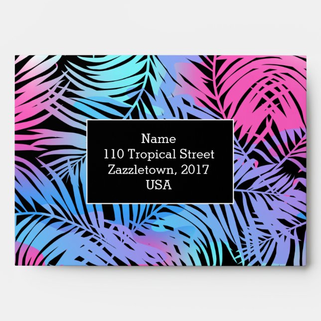 Tropical colored palms envelope (Front)