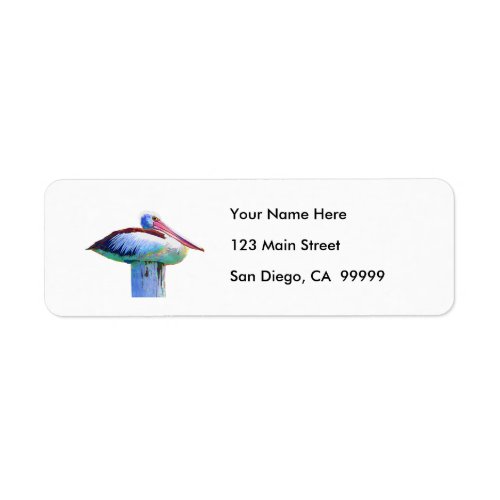 Tropical Colored Pelican Label