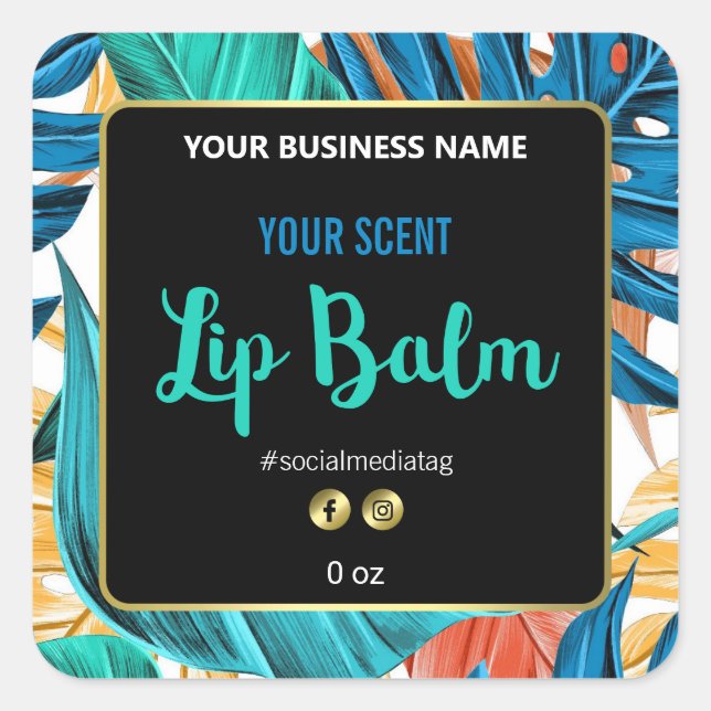 Tropical Colorful And Black Lip Balm Labels (Front)