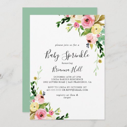 Tropical Colorful Autumn Floral Baby Sprinkle Invitation