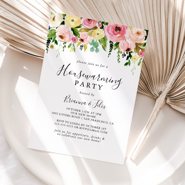 Tropical Colorful Autumn Floral Housewarming Party Invitation (Creator Uploaded)