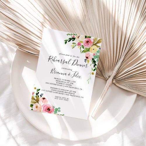 Tropical Colorful Autumn Floral Rehearsal Dinner Invitation