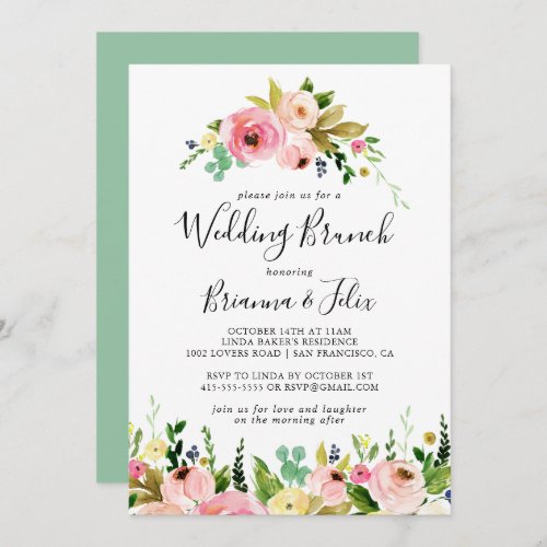 Tropical Colorful Autumn Floral Wedding Brunch Invitation