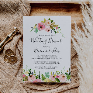 Tropical Colorful Autumn Floral Wedding Brunch Invitation