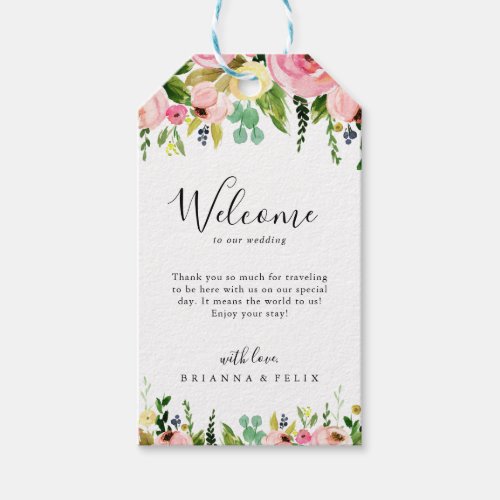 Tropical Colorful Autumn Floral Wedding Welcome Gift Tags