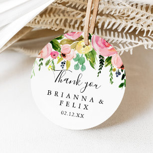 Tropical Colorful Autumn Thank You Wedding Favor Classic Round Sticker