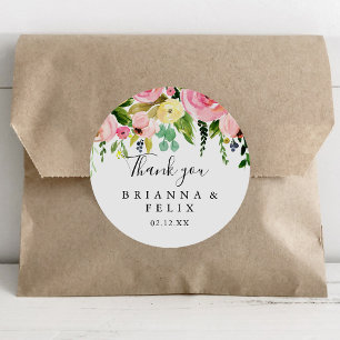 Tropical Colorful Autumn Thank You Wedding Favor Classic Round Sticker