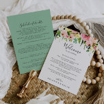 Tropical Colorful Autumn Wedding Welcome Letter Cards<br><div class="desc">This tropical colorful autumn wedding welcome letter is perfect for a destination wedding. The design features pink, blush, yellow, blue and white watercolor fall peonies with botanical green leaves. Personalize the front with a welcome message for your guests and your names. Personalize the back with the schedule of events and...</div>