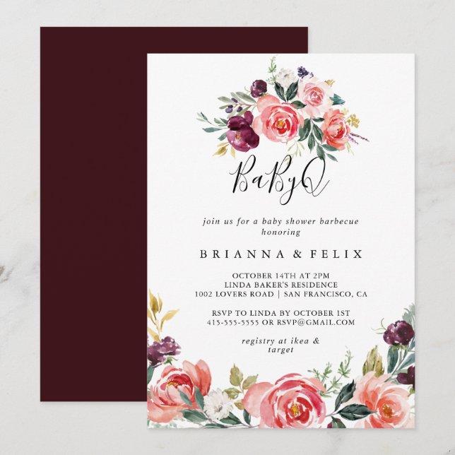 Tropical Colorful BabyQ Baby Shower Barbecue Invitation (Front/Back)
