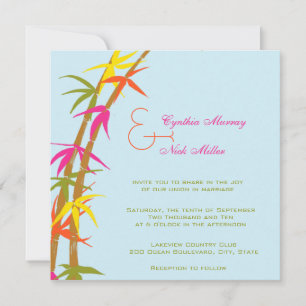 Tropical Colorful Bamboo Wedding Invitation
