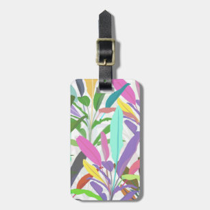 Tropical Colorful Banana Leaves White Pattern Luggage Tag