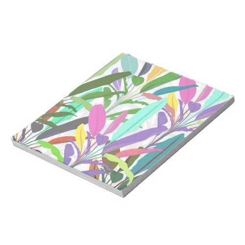 Tropical Colorful Banana Leaves White Pattern Notepad