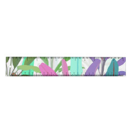 Tropical Colorful Banana Leaves White Pattern Ruler