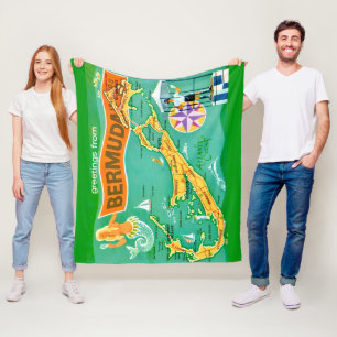 Tropical Colorful Bermuda Fleece Blanket