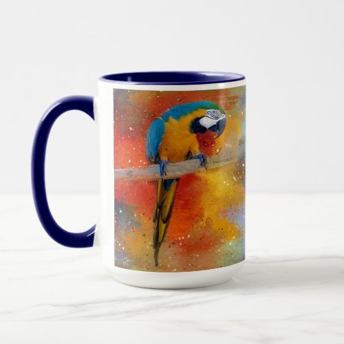 Tropical Colorful Blue and Yellow Macaw 4 Mug