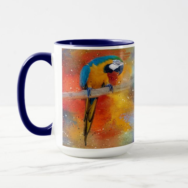 Tropical Colorful Blue and Yellow Macaw #4 Mug (Left)