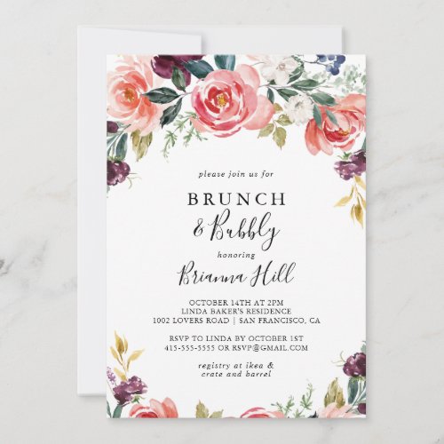 Tropical Colorful Brunch and Bubbly Bridal Shower Invitation