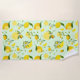 Tropical colorful Citrus SUMMER Orange lemon Slice Beach Towel