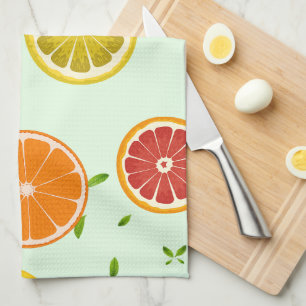 Tropical colorful Citrus SUMMER Orange lemon Slice Kitchen Towel