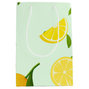 Tropical colorful Citrus SUMMER Orange lemon Slice Medium Gift Bag