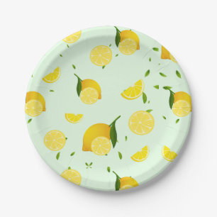Tropical colorful Citrus SUMMER Orange lemon Slice Paper Plates