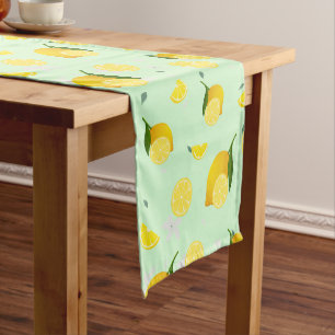 Tropical colorful Citrus SUMMER Orange lemon Slice Short Table Runner