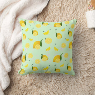 Tropical colorful Citrus SUMMER Orange lemon Slice Throw Pillow